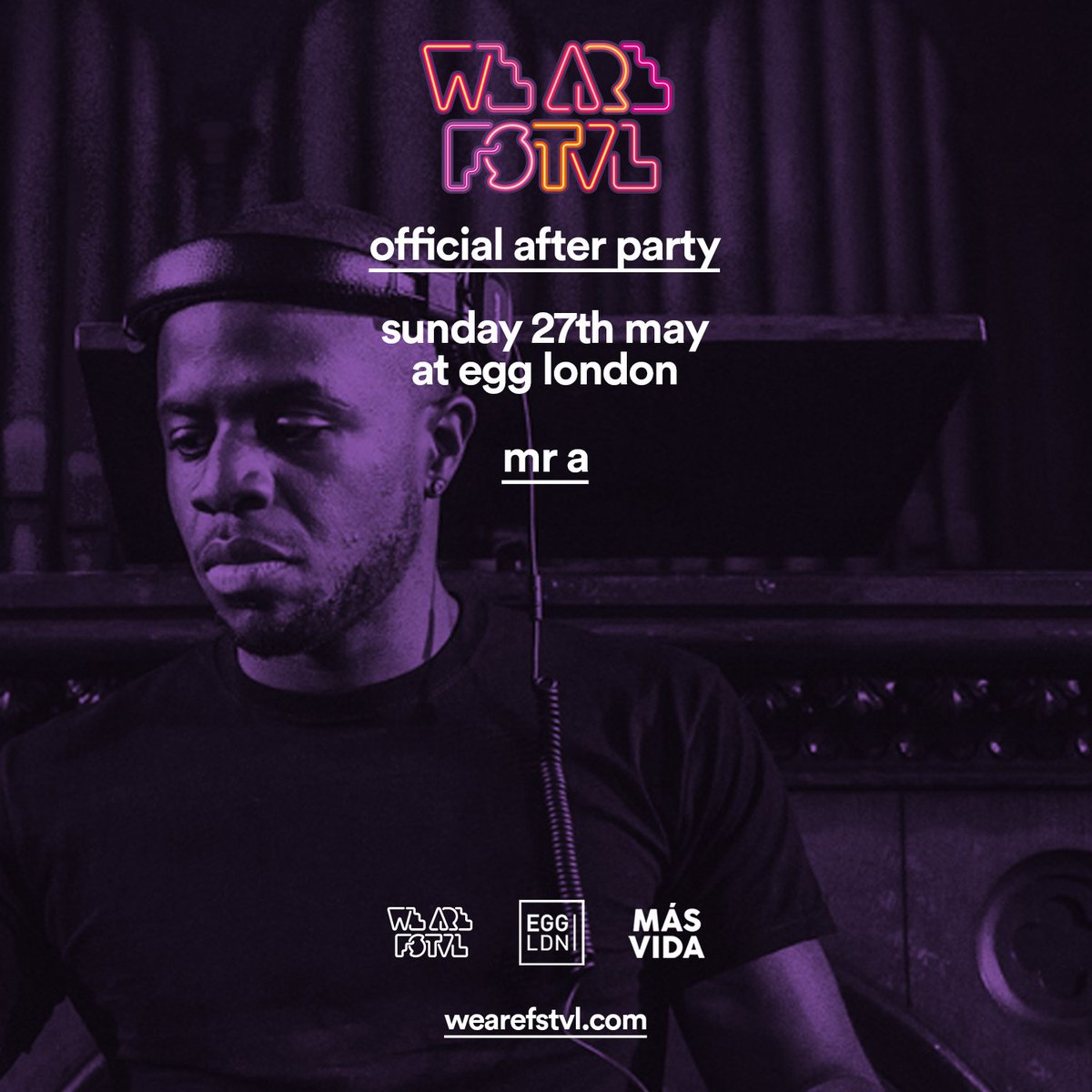 If you're raving this Bank Holiday Sunday, better make it <a href="/Egg_Club_London/">Egg London</a> for <a href="/Mas_Vida_/">Más Vida</a> and the official <a href="/wearefstvl/">wearefstvl</a> afterparty... it's going to be EPIC...
<a href="/DannyTenagliaDJ/">Danny Tenaglia</a> <a href="/AmineEdge/">Amine Edge</a> @DANCE_AED <a href="/Mr_a_official/">Artilla (Mr A)</a> <a href="/AdamCotier/">Adam Cotier</a>
