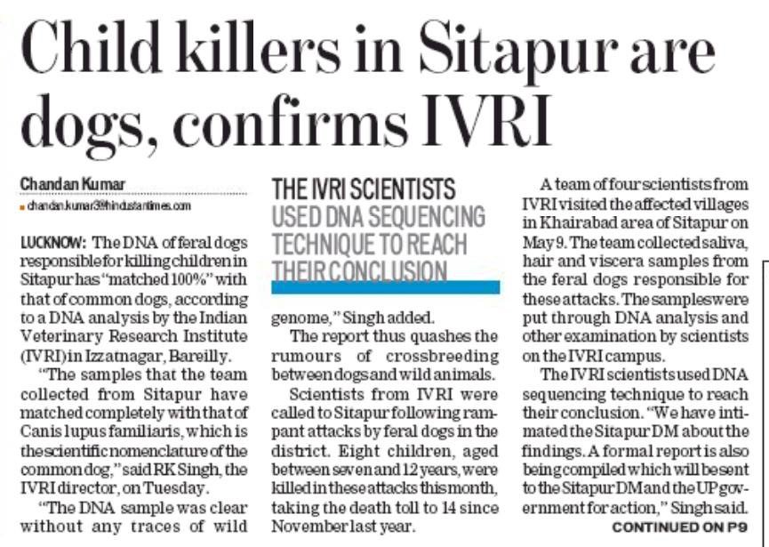 D_Sam86's tweet photo. @overto @htTweets @kumarchadwick @PandeyKamna @Interceptors 
Here's why HT is being condenmed - it's peddling BIASED AND CONCLUSIVE OPINIONS in the garb of Facts and News!!
IVRI CADRAD Dept. has OVERTURNED ur article DENYING ANY CONFIRMATION OF SPECIMEN DOGS BEING 'KILLER DOGS'! https://t.co/gaP7vzzhiV