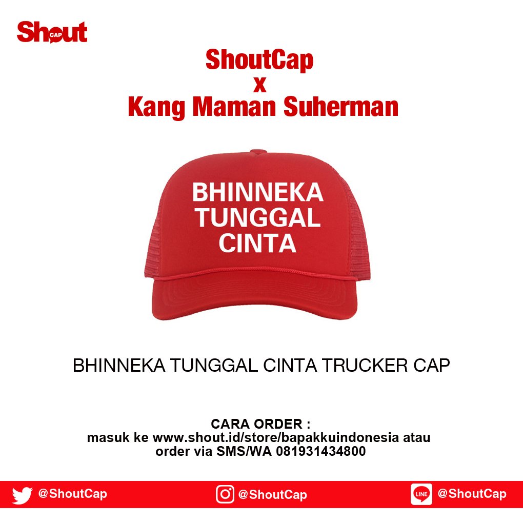 ShoutCap's tweet photo. Shouters, 

Project kolaborasi baru "BAPAKKU INDONESIA" dari ShoutCap x @maman1965 sudah bisa diorder. Buat kalian yang udah nunggu, langsung aja cek di https://t.co/fDVBq5PpwR

#WeAreShouters #ShoutID #ShoutCap #ShoutStore #ShoutEvent https://t.co/qEJl5S0F3w