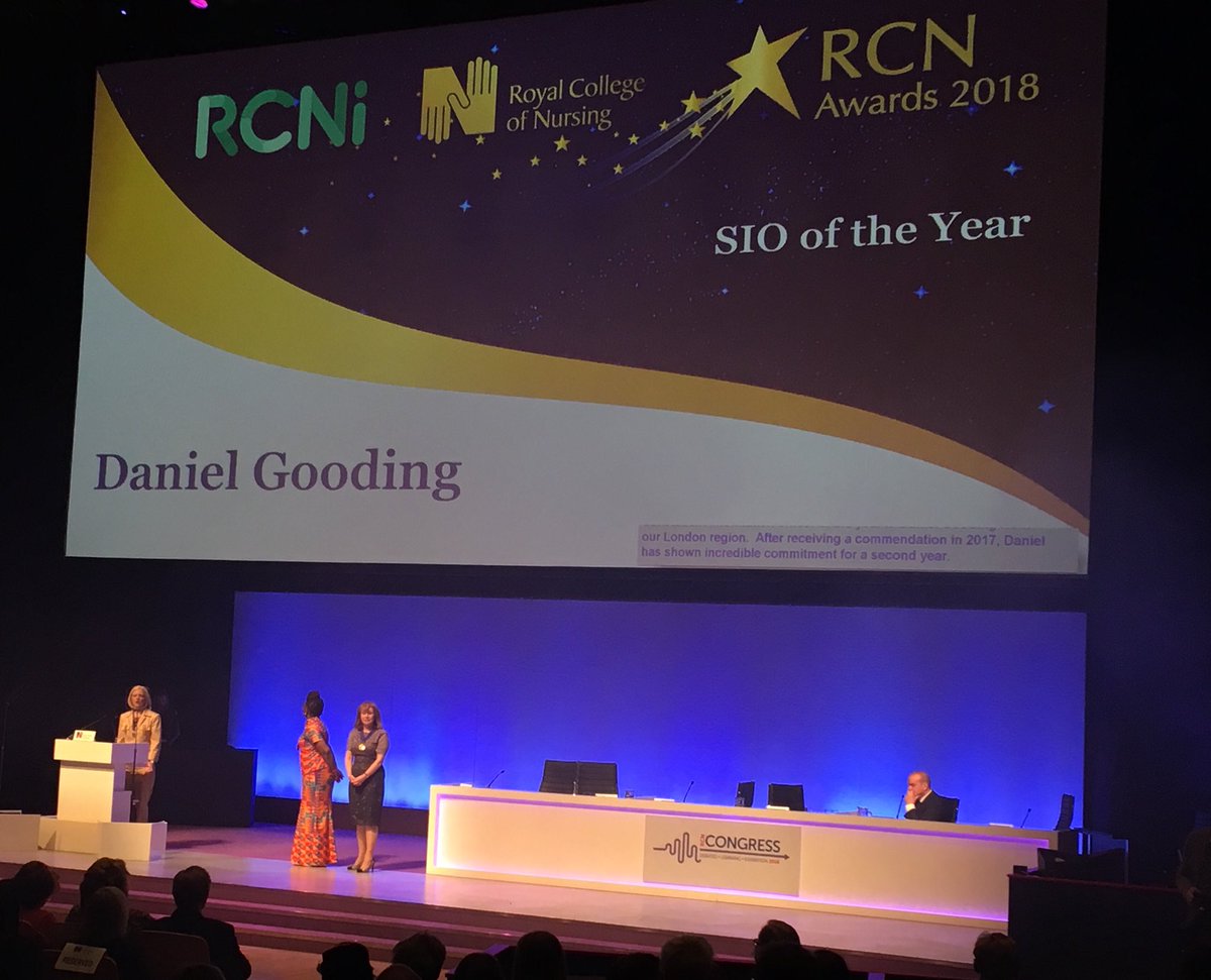 DCN_LSBU's tweet photo. Well done @DannGooding a @DCN_LSBU student for being awarded Student Information Officer of the year @theRCN #RCN18 https://t.co/JXMKRcy20V