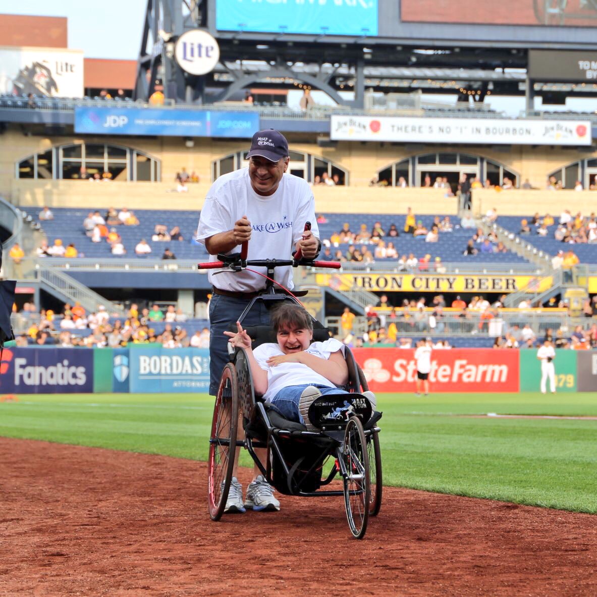 Last night, we welcomed Daniel and his daughter Emma to PNC. 

They just finished their 100+ mile walk from Erie to Pittsburgh, raising awareness and funds for cerebral palsy and the Make-a-Wish Foundation!