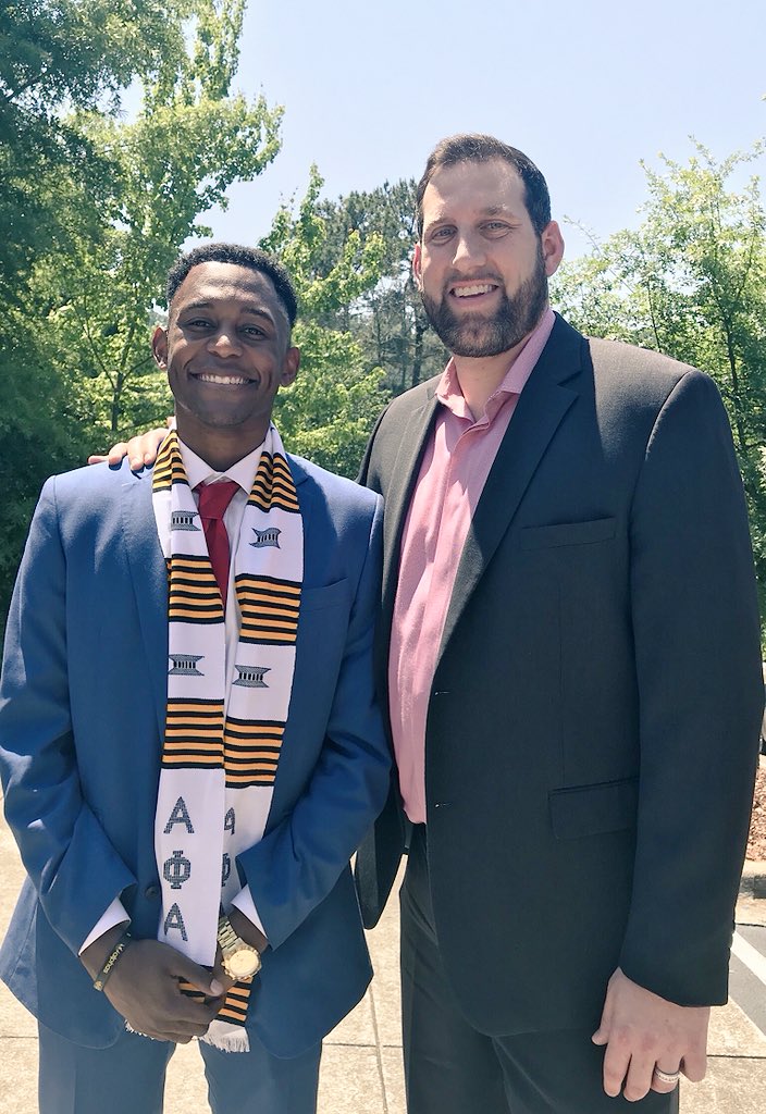 SamfordMBB's tweet photo. A HUGE congratulations to these three for graduating from @SamfordU this morning! @ericadams241, @AlexPeters9 &amp; @iAmLegend_25, we are so proud of you!! #FOE https://t.co/wAc2vhqQgj