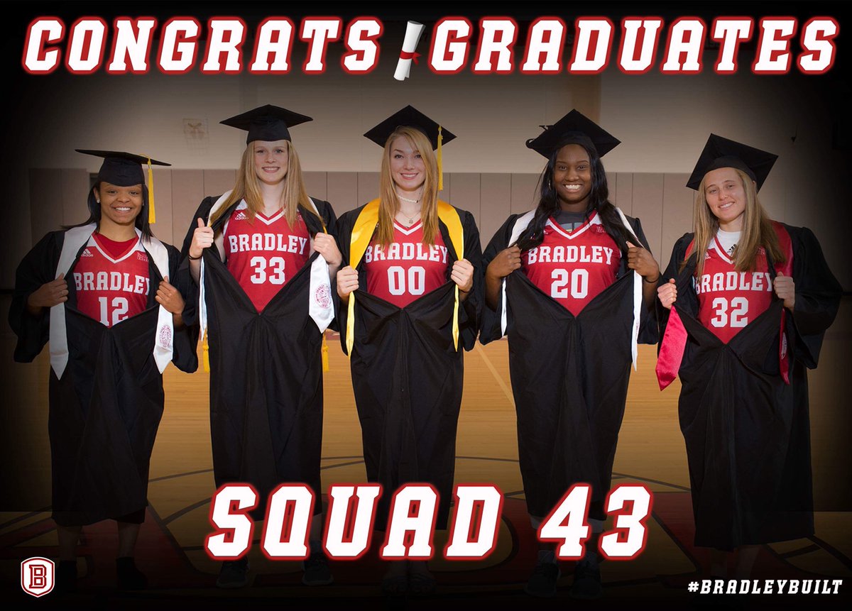 BradleyWBB's tweet photo. Congrats to these 5 and the entire Bradley University Class of 2018 on graduating today! 🅱️🏀 #Squad43 #OnwardEverOnward #GoBraves https://t.co/GYcYSkfDkC