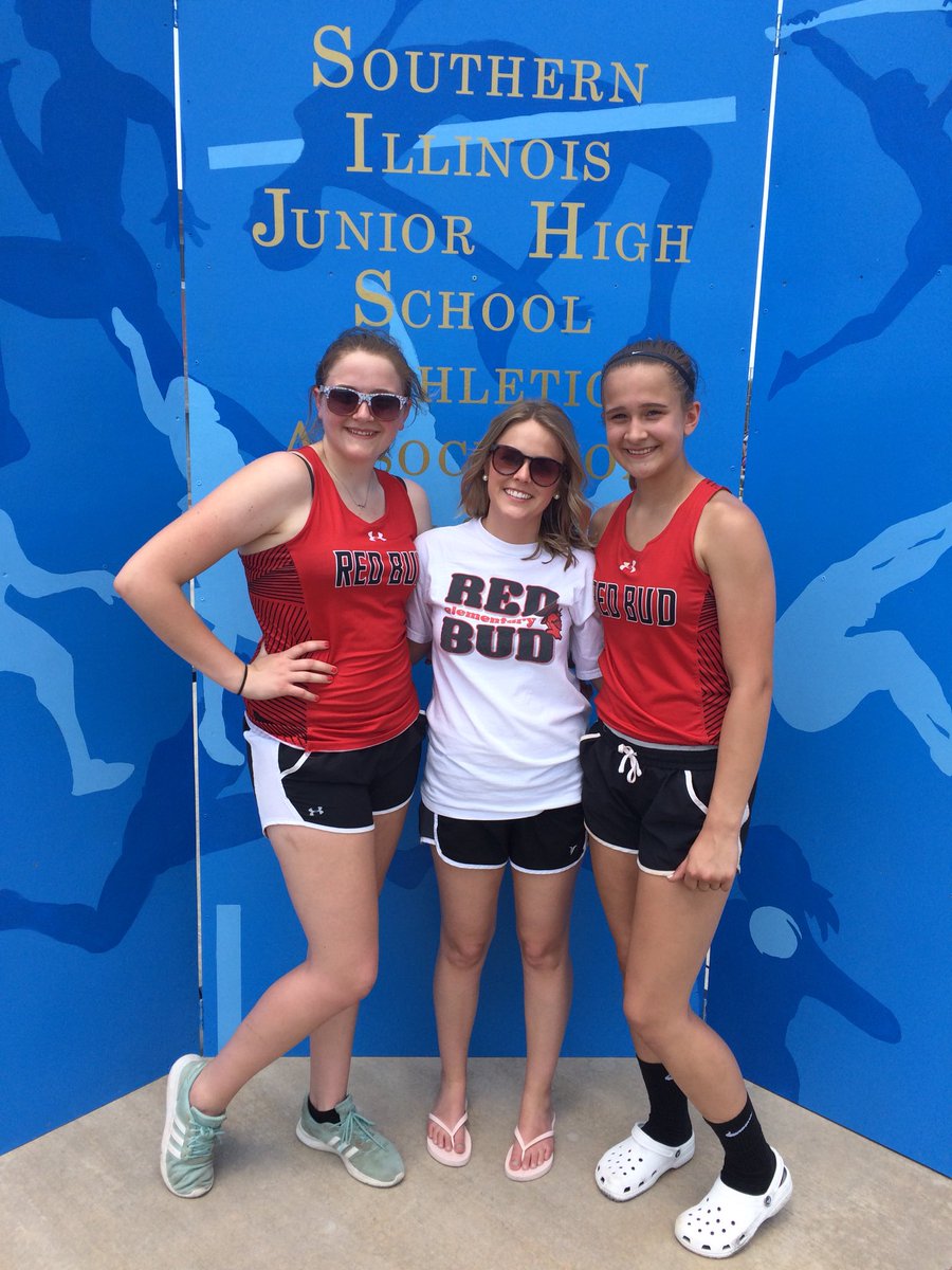 Mr_Mellenthin's tweet photo. Congratulations Hannah (9th place Shot Put) and Abbie (4th place Hurdles) at the SIJHSAA State Track Meet. @RBESMissSears #RedBud132 https://t.co/R9GYKYsZWz