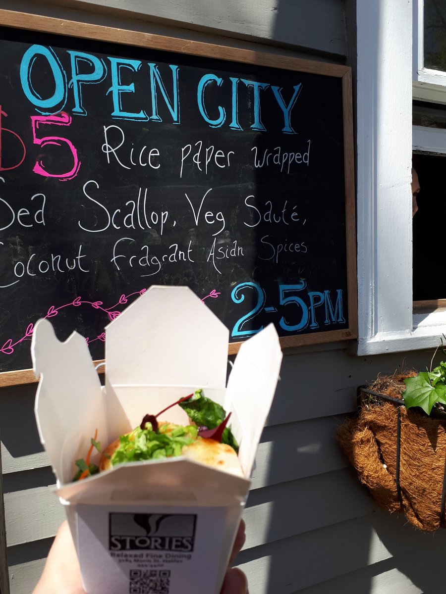 We are here until 5pm serving up chef's famous rice paper wrapped scallops! #OpenCity #Halifax #ilovelocalhfx #snacks #takeout #goodeats