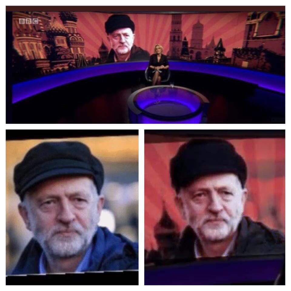 ToryFibs's tweet photo. BBC formally respond to Corbyn Kremlin Photo Saga

•Contrast was added
•The hat was darkened to a silohuette
•That colour was lost
•That the picture was treated
•That Gavin Williamson pic was not blended in the same way

But deny this was prejudicial. https://t.co/gP6yhjFWz9 https://t.co/rXKOI16Rfj