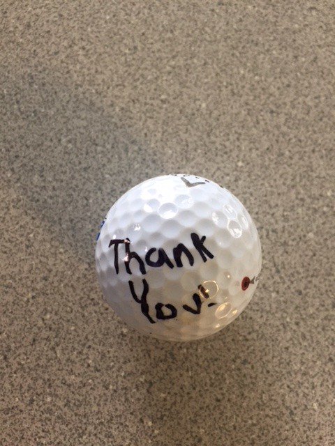 "Class" move by the "Class of 2018! At commencement today,  faculty &amp; staff presented Mr. Wiles with a new signed golf bag as his retirement gift, each member of the class of 2018 presented Mr. Wiles this as they accepted their diplomas this morning!