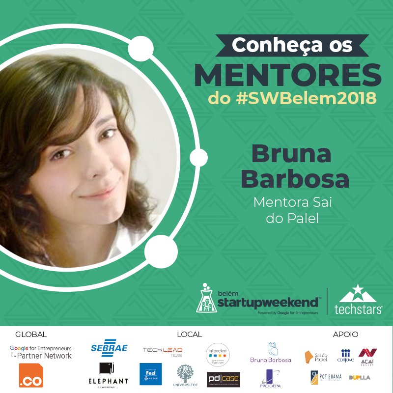 swbelem's tweet image. Bruna Barbosa é mentora de empreendedores e Startup Hunter. Atua na Universitec, incubadora com mais de 15 anos de mercado em Belém/PA e é presença confirmada no #SWBelem2018
