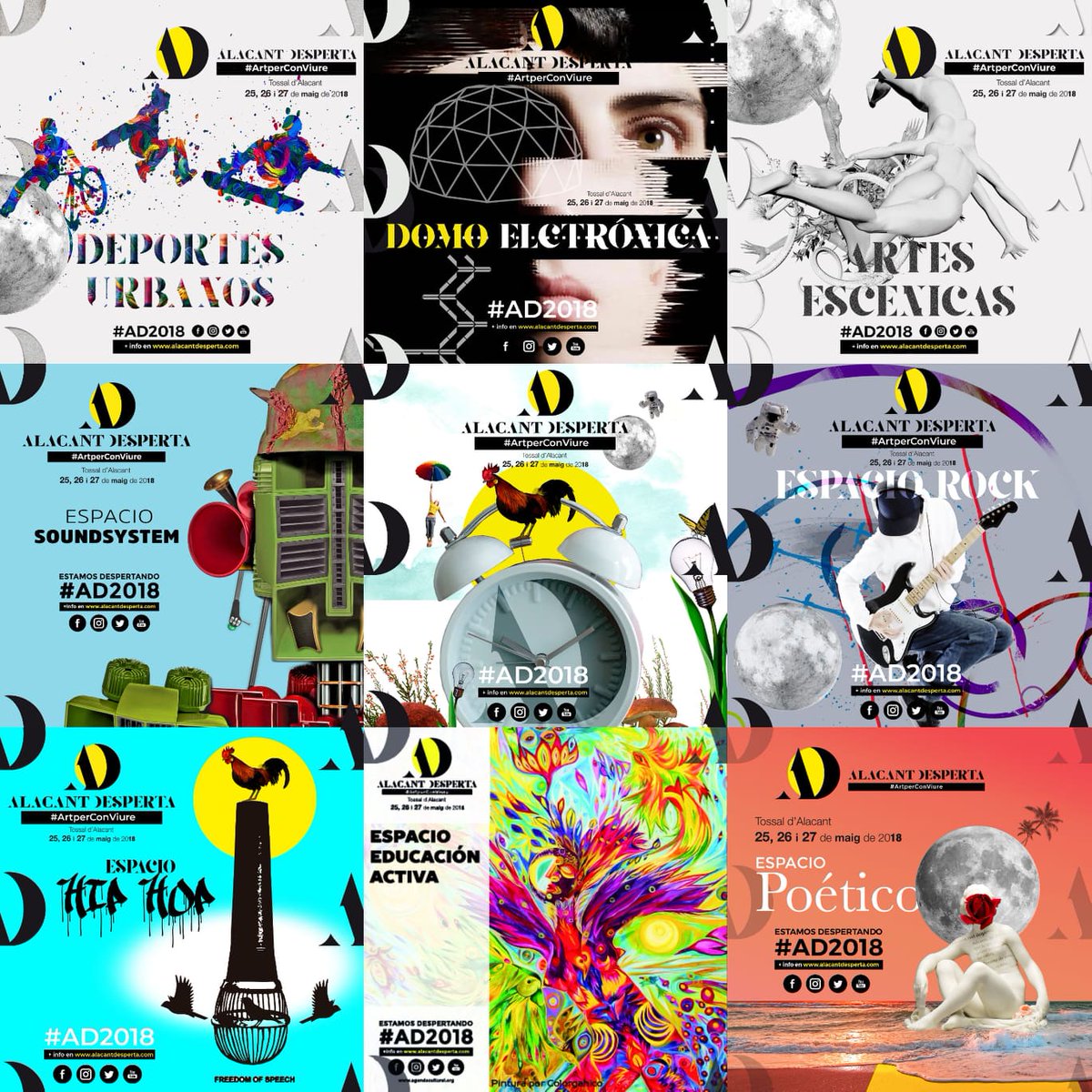 artenbitrir's tweet photo. Recordar que este finde se celebra el festival #AD2018 #ArtPerConViure en el Parque El Tossal de #Alacant Entrada Libre.
Toda la información sobre las actividades y los eventos de los 8 espacios temáticos en la web de AD.
https://t.co/VHxy8a7IjW https://t.co/n1YfdSunMG