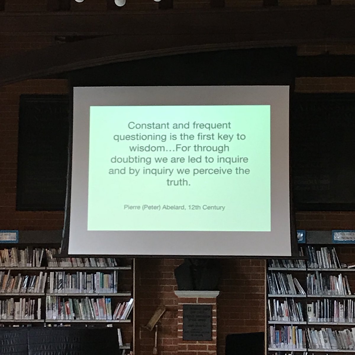 SASForumEd's tweet photo. “Constant and frequent questioning is the first key to wisdom” Abelard’s quote invoked by @nickdennis #SASFE18 https://t.co/7yDxF7VUiI
