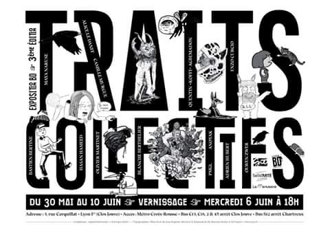 Traits Collectifs, exposition de 13 dessinateurs lyonnais en off de <a href="/lyonbd/">Lyon BD Festival</a> 👉 du 30 mai au 10 juin 👉 vernissage mercredi 6 juin à 18h à la Menuiserie Lyon 1. Venez nombreux 😽 #exposition #vernissage #BD  #illustration #lamenuiserie #lyon1#Traitscollectifs #velvetynetypo