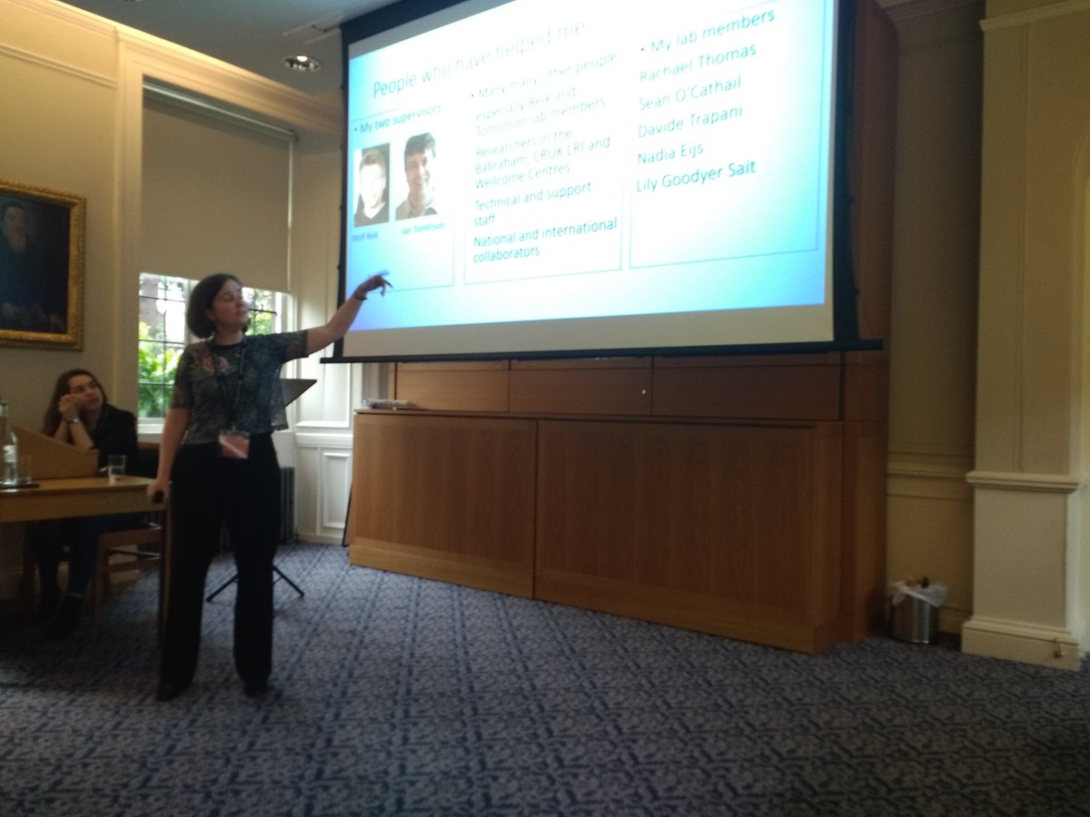 MCRCatz's tweet photo. Our final keynote Dr Annabelle Lewis explains her work on SNPs in colorectal cancer @HumanGeneticsOx https://t.co/I7y8HzSTfZ