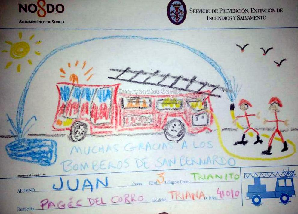 🧒Juan, un peque de 3 años, nos ha traído este dibujo.😍
Anoche, no sabemos como, se le atascó su cabecita en el reductor del inodoro. 😱Con el artilugio al cuello, fue con su padre al Parque Central de #Bomberos y allí se lo quitaron.
Gracias Juan, eres un campeón!!
#Sevillahoy