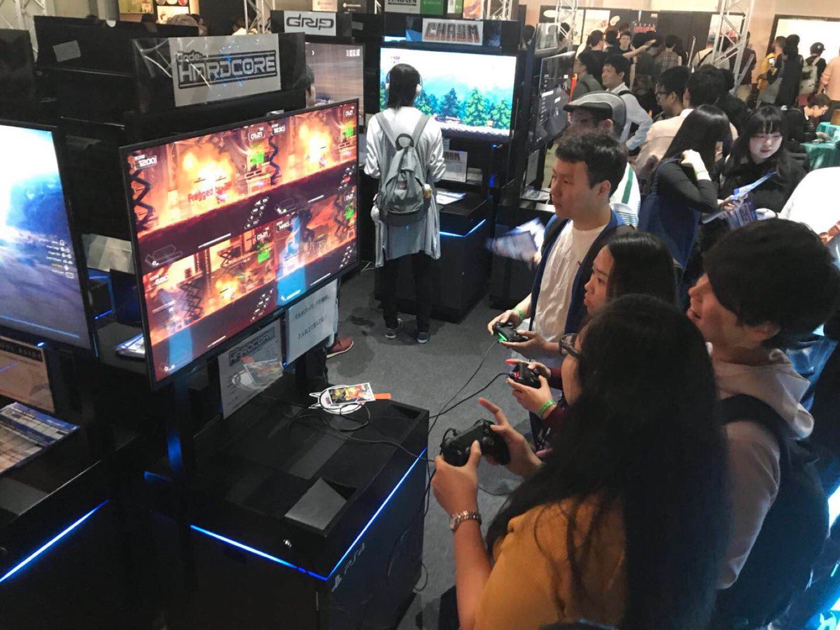 rocketpunchgame's tweet photo. Thanks for all players' support to #CodeHARDCORE on the first day of @BitSummit! See you tomorrow at @PlayStation booth! https://t.co/8c9GuLwhbN