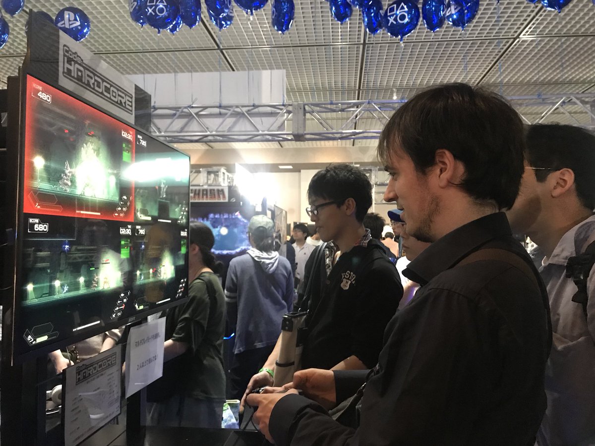 rocketpunchgame's tweet photo. Thanks for all players' support to #CodeHARDCORE on the first day of @BitSummit! See you tomorrow at @PlayStation booth! https://t.co/8c9GuLwhbN