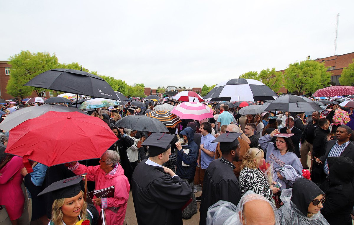 BloomsburgU's tweet photo. Weather Update: Our third commencement ceremony today (Liberal Arts) will be held outside on the Quad at 3:30 p.m. as originally scheduled. Weather is changeable so be appropriately prepared (umbrella). https://t.co/tZknXIYAIr 🎓🐾 #BUClass2018 #HuskyPride https://t.co/FOsPWjqqdU
