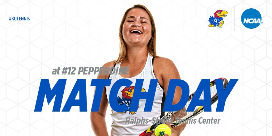 KansasTennis's tweet photo. It's 𝐌𝐀𝐓𝐂𝐇 𝐃𝐀𝐘!

🕔: 2 p.m. CT
🎾: at #12 Pepperdine (@WavesTennis)
🏆: NCAA Tournament
📍: Ralphs-Straus Tennis Center
📊: https://t.co/VLMEuMo6xu  
📺: https://t.co/VLMEuMo6xu  

#KUtennis https://t.co/JdVLTFvZLJ