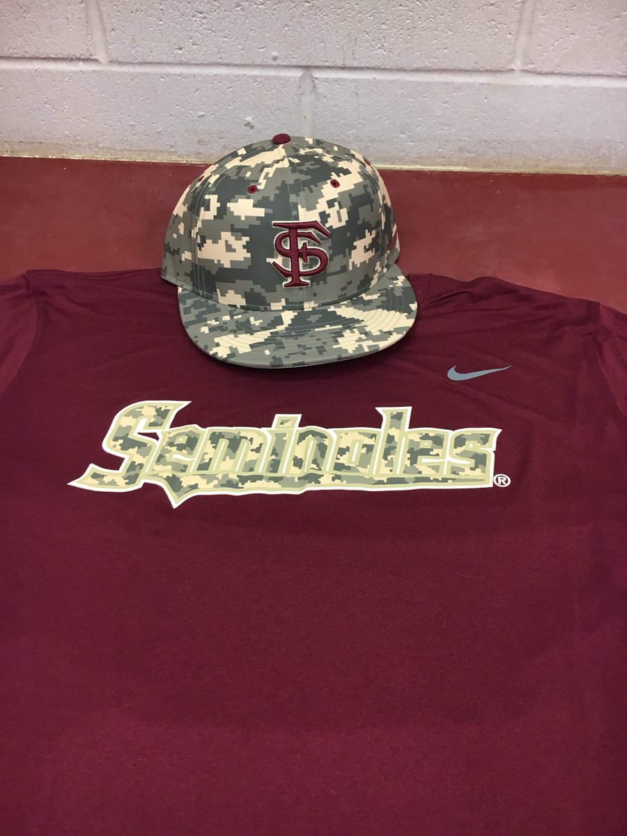 FSUBaseballEQ's tweet photo. Retweet and Follow for a chance to win this hat and shirt combo the team will be rocking for Military Appreciation today. https://t.co/k0PYcLsOrB
