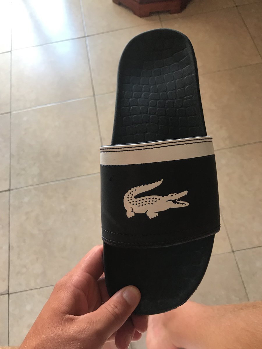 BromleyWilliam's tweet photo. Not very impressed with @schuh less than a week into a holiday and these New Lacoste sliders have given up. https://t.co/sChG3b7eyC