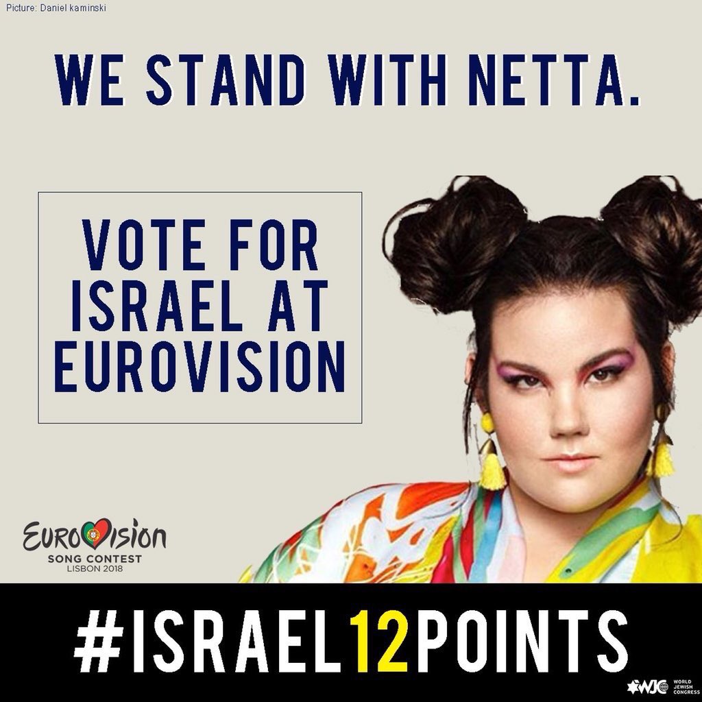YFraiman's tweet photo. Vote for Netta. Best song. Best message. Best spirit! #israel12points #Israel #GoNetta #NextYearInIsrael #Eurovison https://t.co/tDaB0brZxo