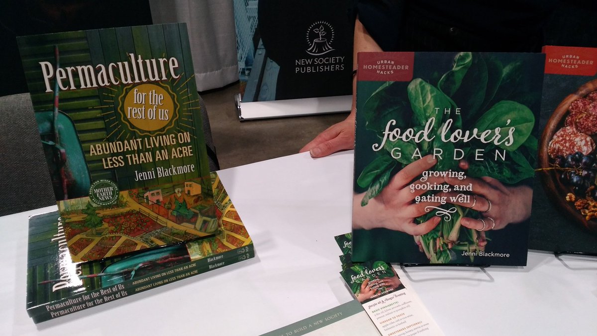 NewSocietyPub's tweet photo. Author Jenny Blackmore from Nova Scotia is here this AM signing books at the New Society Publishers' booth #308 @BuyGoodFeelGood Expo. Drop by for a chat and some gardening tips. #BGFG2018 #gardening https://t.co/uIJyYz2arl