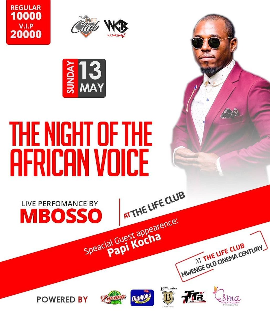 Wcbwasafi_'s tweet photo. CONFIRMED #PapiKocha He will be live Tommorow with @mbossoTz @lifeclub_dsm #Mwenge ''THE NIGHT OF THE AFRICAN VOICE"
Cc @Sallam_SK @diamondplatnumz https://t.co/f705zfAIEI