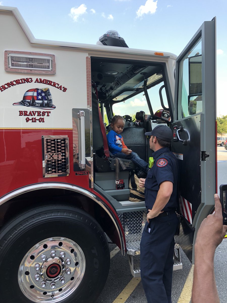 Many thanks to @cobbcountyfire for letting wiggle worm sit in a fire truck, he can’t stop talking about it! Thanks So much!