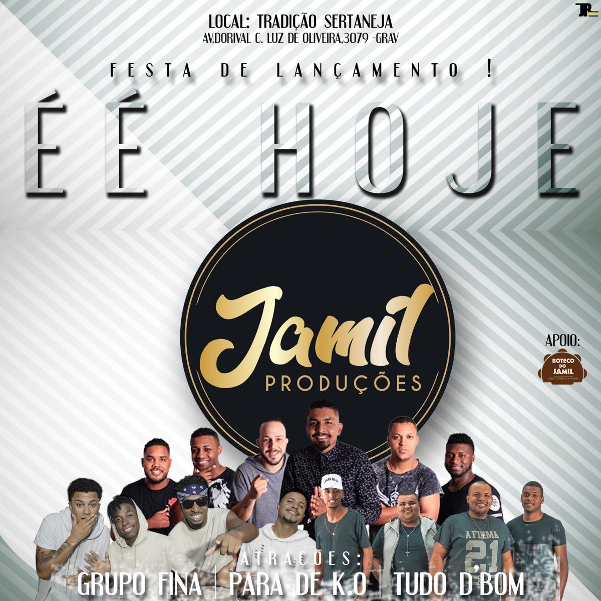 grupofina1's tweet photo. Hoje convidamos o nosso público de Gravataí para prestigiar o nosso show na festa de lançamento da @jamilproducoes juntamente com @emermarques e nossos parceiros do @parade_ko no @tradicaosertaneja_oficial 
#sambanopé 
#reascender 
#portoalegreéomeulugar https://t.co/o7deEnWJvc