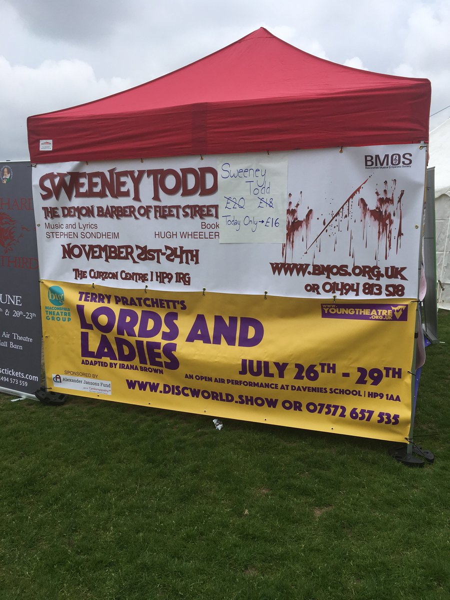 Lords and Ladies launches TODAY! Thanks to @BMOSorguk <a href="/CSCBeaconsfield/">Chiltern Shakespeare</a> <a href="/TheYoungTheatre/">The Young Theatre</a> for helping us at Beaconsfield Now! discworld.show