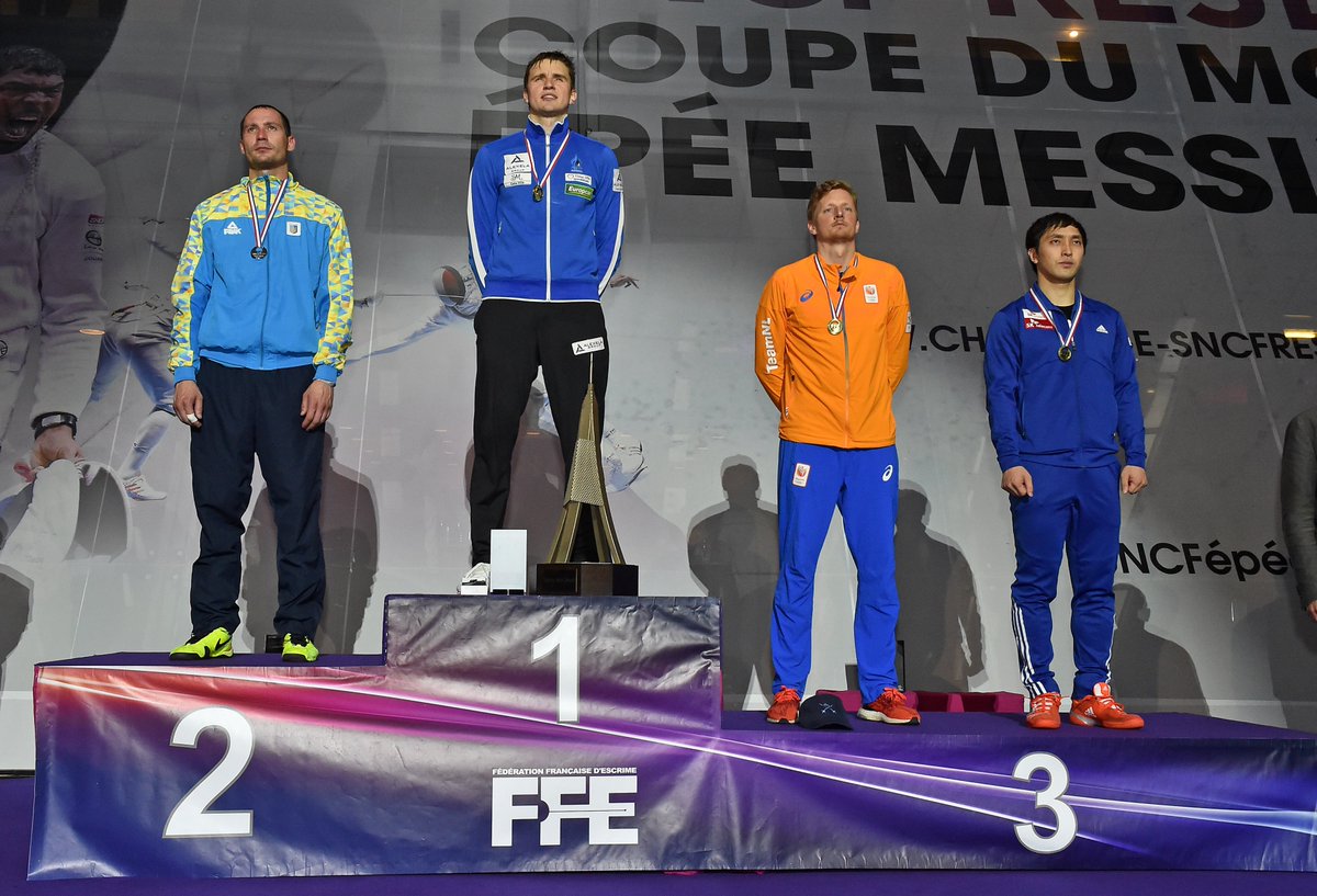 ffescrime's tweet photo. #SNCFépée Podium : 
1. NOVOSJOLOV (EST)
2. NIKISHIN (UKR)
3. VERWIJLEN (NED)
3. PARK (KOR)
Crédits photo : @SimoneFerraroPh https://t.co/d9BabhPxTu