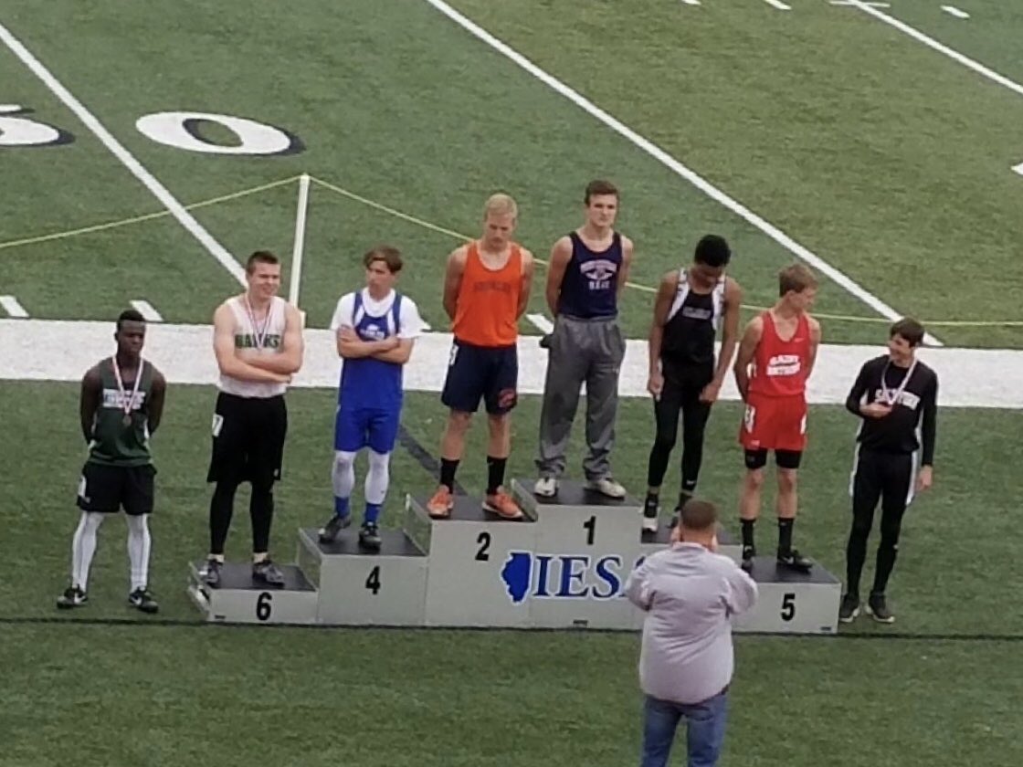 WCDistrict235's tweet photo. State Champion in the 100 m dash. For those of you keeping track, that’s 3 state championships for Kaiden this weekend. #WCHeat #iesa #trackandfield #running https://t.co/x4Z1AmFIUz