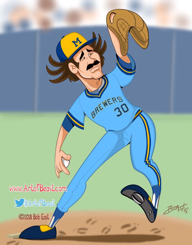 ArtofBeast's tweet image. Baseball. Number 30. Moose Haas @Brewers #MooseHaas #Baseball by the numbers. #caricature