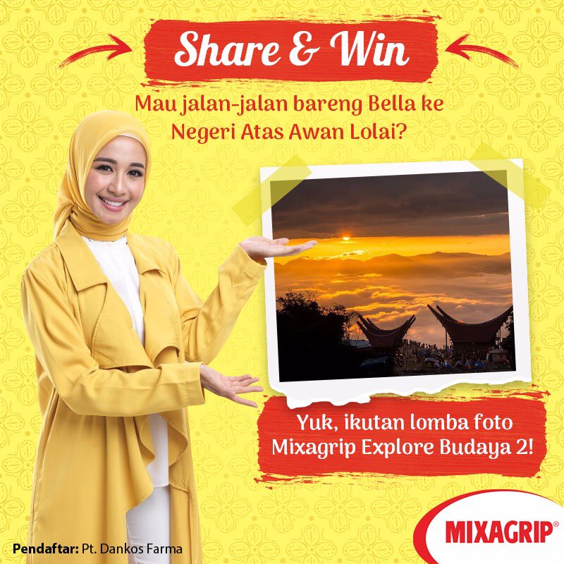 Ikutan kuis Share 'N Win Mixagrip yuk! Ada hadiah voucher pulsa ratusan ribu rupiah loh! Caranya:
1. Like dan follow facebook,twitter dan IG Mixagrip
2. Share postingan ini dan mention 3 orang temanmu.

Semoga beruntung!