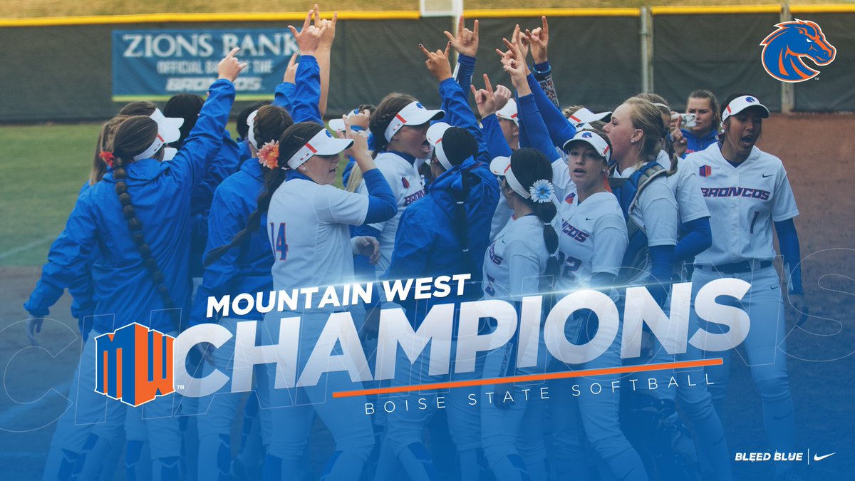 BroncoSportsSB's tweet photo. Broncos make history! Boise State Softball is your 2018 Mountain West Champions, their first ever conference championship! #BleedBlue https://t.co/iFiRxM6DIC
