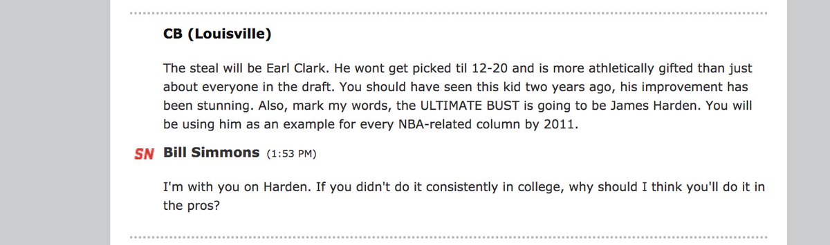 incarceratedbob's tweet photo. #NeverForget @BillSimmons agreeing with some jackass fan that James Harden would be a huge bust #Goteeeeeeeem π€£ https://t.co/pYcP9q87zg https://t.co/acLn3hcloq