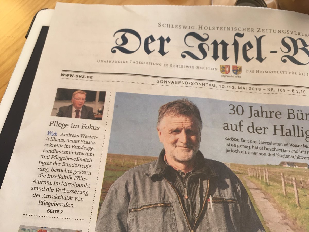 MirjamBauer's tweet photo. Im Inselboten auf der Titelseite plus Bericht auf Seite 7: @westerfellhaus Besuch in der Inselklinik Föhr-Amrum zu 15 Jahren #Suenjhaid https://t.co/nnfcseoSzZ