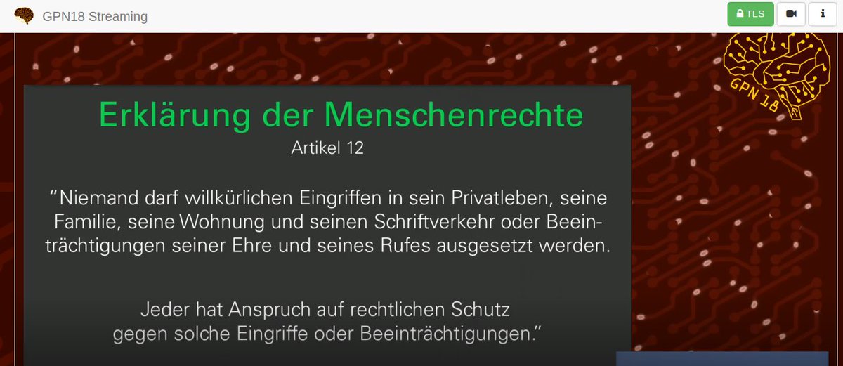 pEp_Community's tweet photo. @pEpFoundation @sva @GNUnet Es gilt die Menschenrechte durchzusetzen!
Livestream #GPN18 in #Karlsruhe: https://t.co/hBYkomZ6qT
/@sva @pEpFoundation @GNUnet
#PrivacyByDefault #MassEncryption #PrettyEasyPrivacy #WeFixTheNet #pEpForAll https://t.co/jb8SUjj0SO