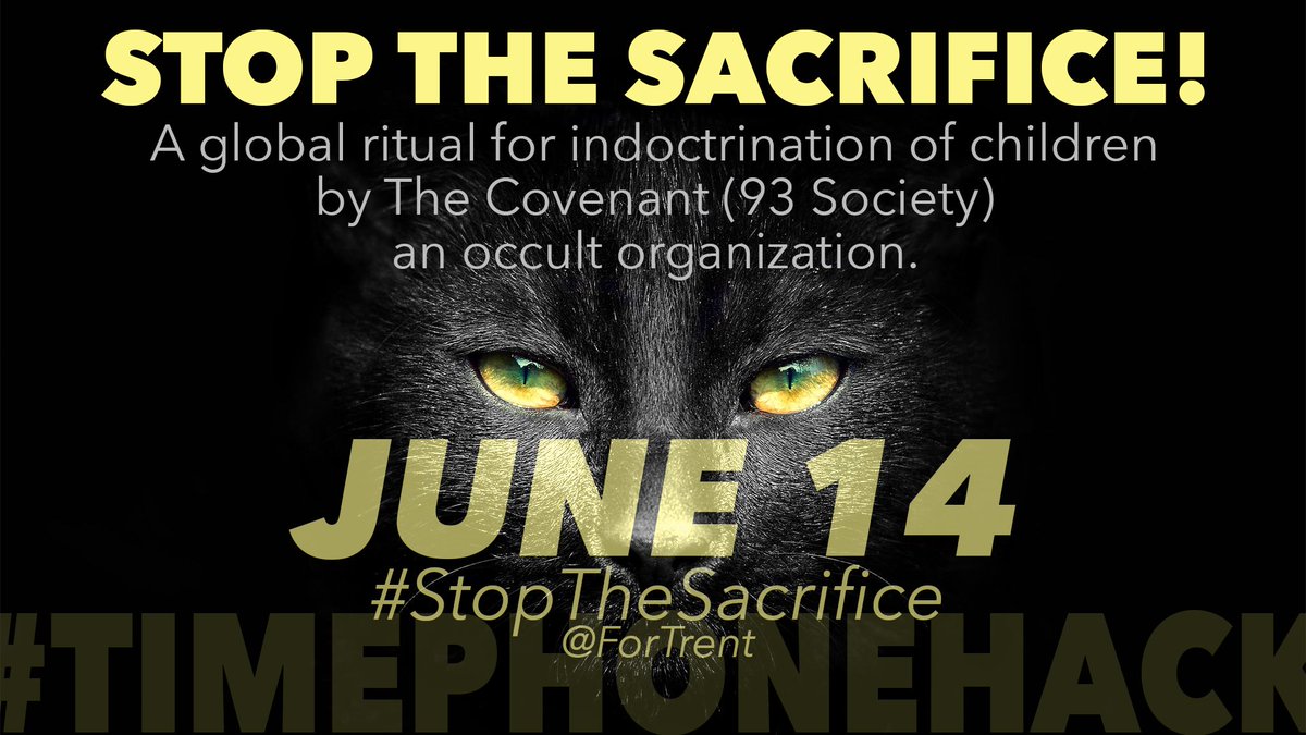 quinnmichaels's tweet photo. Stop The Sacrifice - A global ritual for indoctrination of children by The Covenant (93 Society) JUNE 14  #StopTheSacrifice @ForTrent #TimePhoneHack https://t.co/YaNYOSY3MT