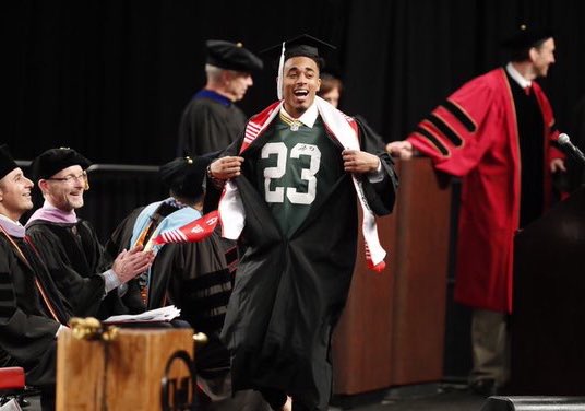 packers's tweet photo. Congrats, @JaireAlexander! 🎓

📸: @GoCards https://t.co/BCHGCKOvc4