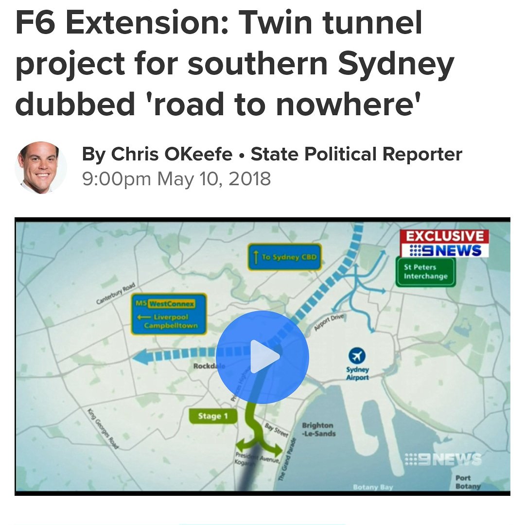 f6action's tweet photo. "The road to nowhere"
Tax payers are paying for it, government is selling it and we are paying for it again in tolls. Sounds like a fair deal for the most useless road of the century. 
Full story: https://t.co/sN3uorduGf

@GladysB @9NewsSyd

#f6action #westconnex   #NoWestConnex https://t.co/Wxz9k4fHQo
