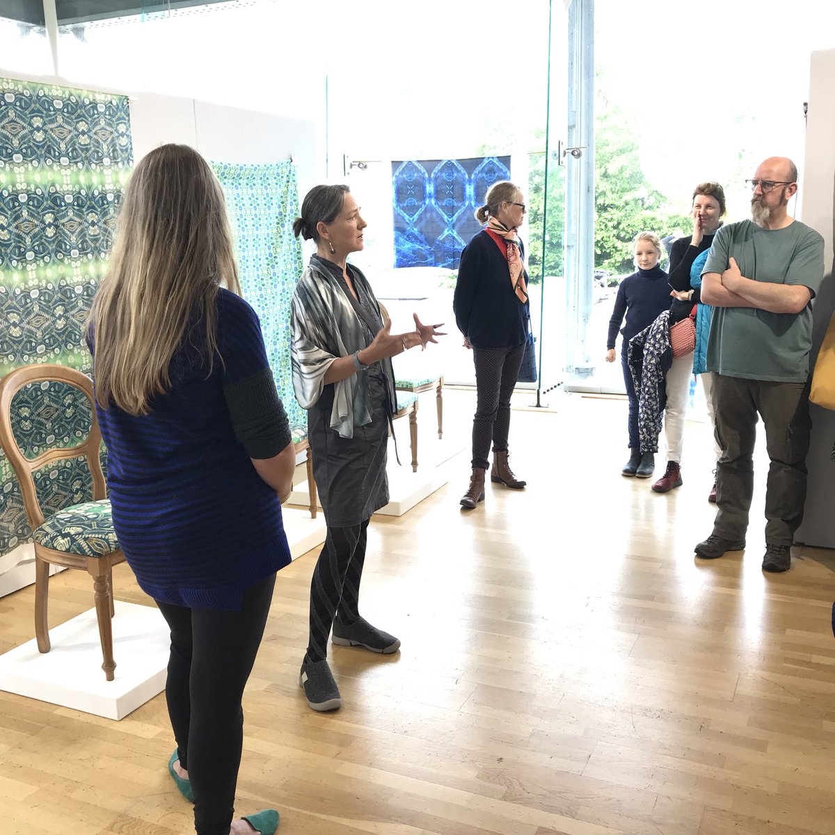 hamish_laing's tweet photo. Fascinating talk this afternoon by artist Karen Ingham and Prof Mary Cagan of @SwanseaUni about @MakersGuild #Deluge exhibition at @CraftintheBay. #climatechange highlighted through innovative art (and plankton!) https://t.co/fexAdaWldr
