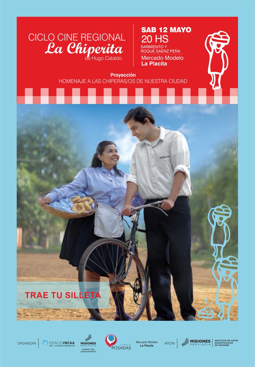 IAAviM's tweet photo. #CicloCineRegional #Cine #Cinemóvil
👉 HOY a las 20hs acercate al Mercado Modelo La Placita, Posadas (Sarmiento y Roque Sáenz Peña) y participá de un #homenaje a los #Chiperos y #Chiperas de nuestra ciudad ‼️👏
👉 LLevá tu silleta!! Se proyectará #LaChiperita de #HugoCataldo https://t.co/oKScYax2pc