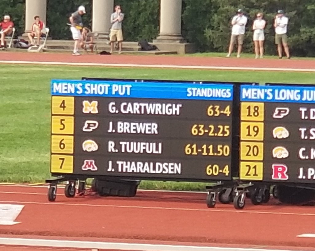 BDtrack's tweet photo. Congrats to BD track alum Jalil Brewer! As a redshirt freshman for Purdue, Jalil takes 5th at the Big Ten Championships in the shot put! https://t.co/3lY4363caW