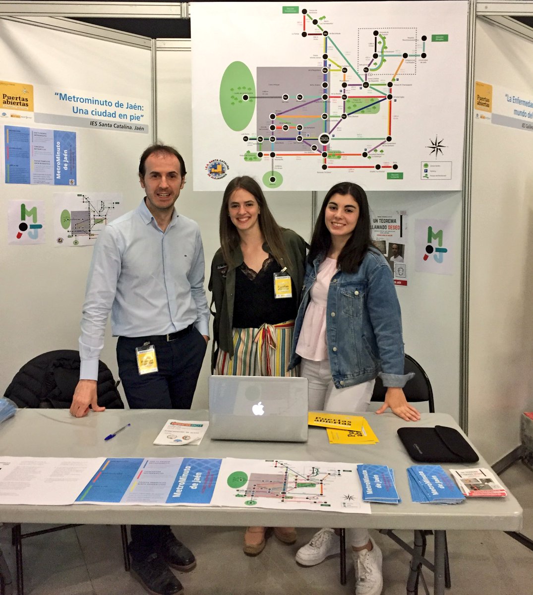 DepMatCatalina's tweet photo. Presentación en la Feria de la Ciencia de Granada del Proyecto MetroMinuto de Jaen: Una ciudad a pie. Un servicio público a nuestra ciudad para concienciar de la importancia de recuperar los principales enclaves para el viandante. Gracias Lucía y Ana por vuestro gran trabajo. https://t.co/AsCPFiSCe0