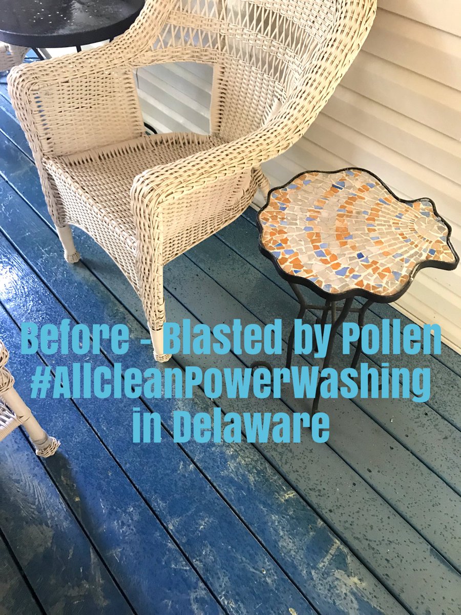 GwynethJones's tweet photo. Beach house pollen #downyocean is NO joke! Thank goodness I found 
#AllCleanPowerWashing in Delaware They showed up on time, did a thorough job, &amp; now I can enjoy my screened in porch again! I’m also ready for my summer renters! #BethanyBeach #coastalcottagede @RQDEMD https://t.co/fwnp9aoLRp