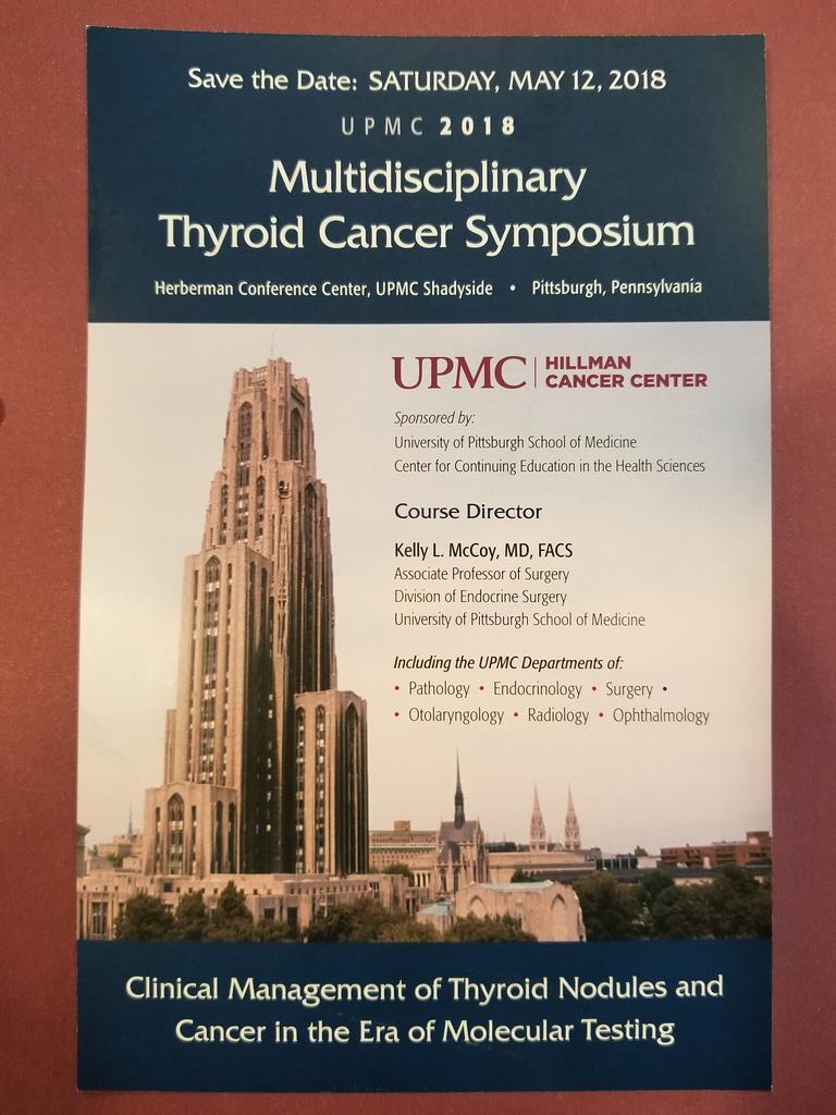 JaneilMitchell's tweet photo. weekend warrioring! learning about emerging thyroid nodule diagnostics, gene markers &amp; systemic adv thyroid cancer therapy w/ @PittEndoSurg https://t.co/gCvKVx71GM