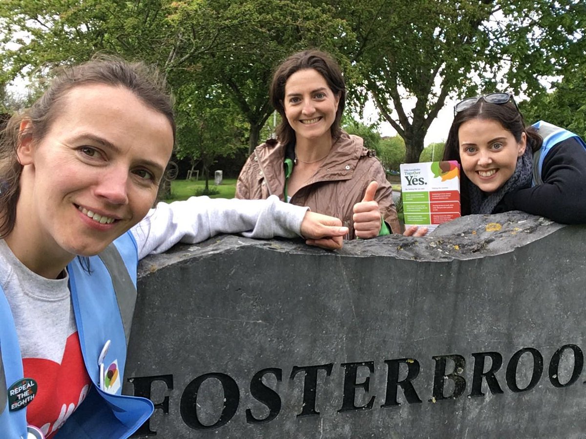 DunL4Choice's tweet photo. Amazing turnout in #killiney (with a lovely splinter group in #fosterbrook too 😉)! We’re getting closer and closer, every door we knock on is another potential vote on may 25th for #together4yes! 🙌🏼 

(( thankfully finished in time for #eurovision too 😏💃🏻🎉)) https://t.co/crNBG1pScb