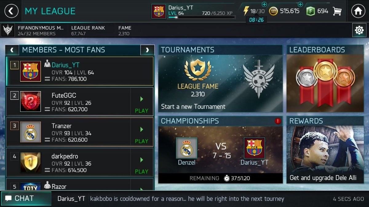 FCBDari's tweet photo. #LeagueUpdate #FMCrew #FIFAMobile
Today's update was a small one, we won our tournament and also kicked one inactive player.
We have 24 members now and we are looking for  active admins! 
If you are in the league and you are active, tell me below if you want to apply for the post https://t.co/PfqjzrNS1V