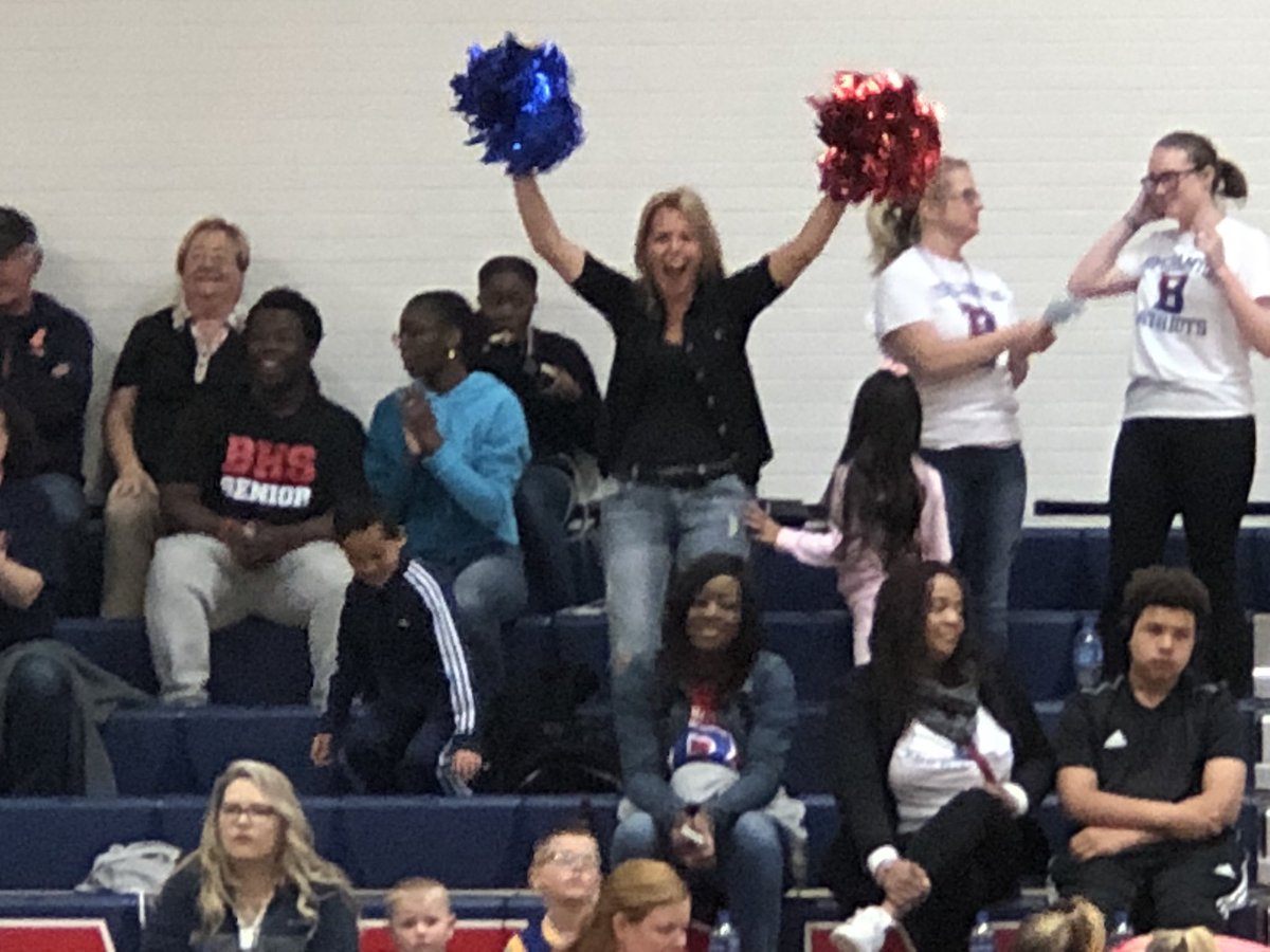 The BHS cheering section!! #BPatriotProud #BHSFaculty <a href="/BinghamtonCSD/">Binghamton CSD</a>